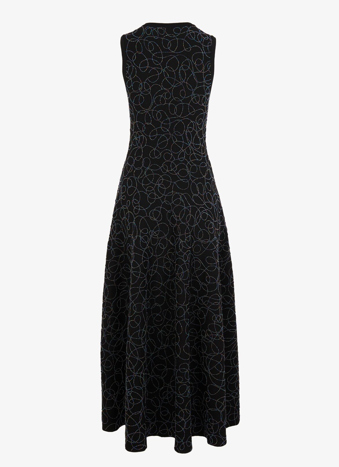EMBROIDERED SLEEVELESS DRESS RAINBOW LAINE BRODE BLACK ALAÏA BLACK  EMBROIDERED SLEEVELESS DRESS RAINBOW LAINE BRODE BLACK